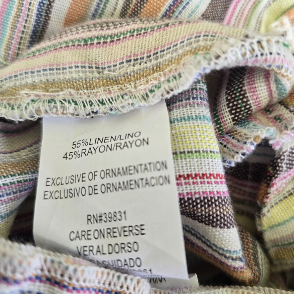 Rewind Multicolor Cream Striped Linen Blend Pull On Shorts Tassels Size XXS NWT - Picture 4 of 4